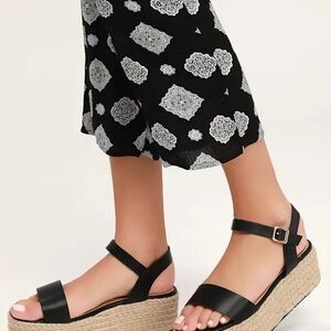 Lulus Corsa Black Espadrille Flatform Sandals Size 8